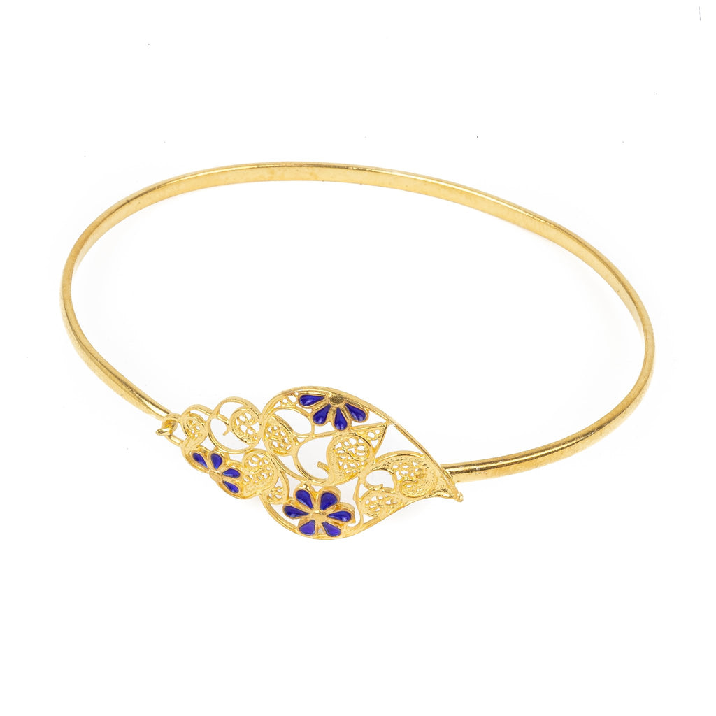 Golden silver rigid filigree bracelet with heart of Viana 80mm (3.14in) -1