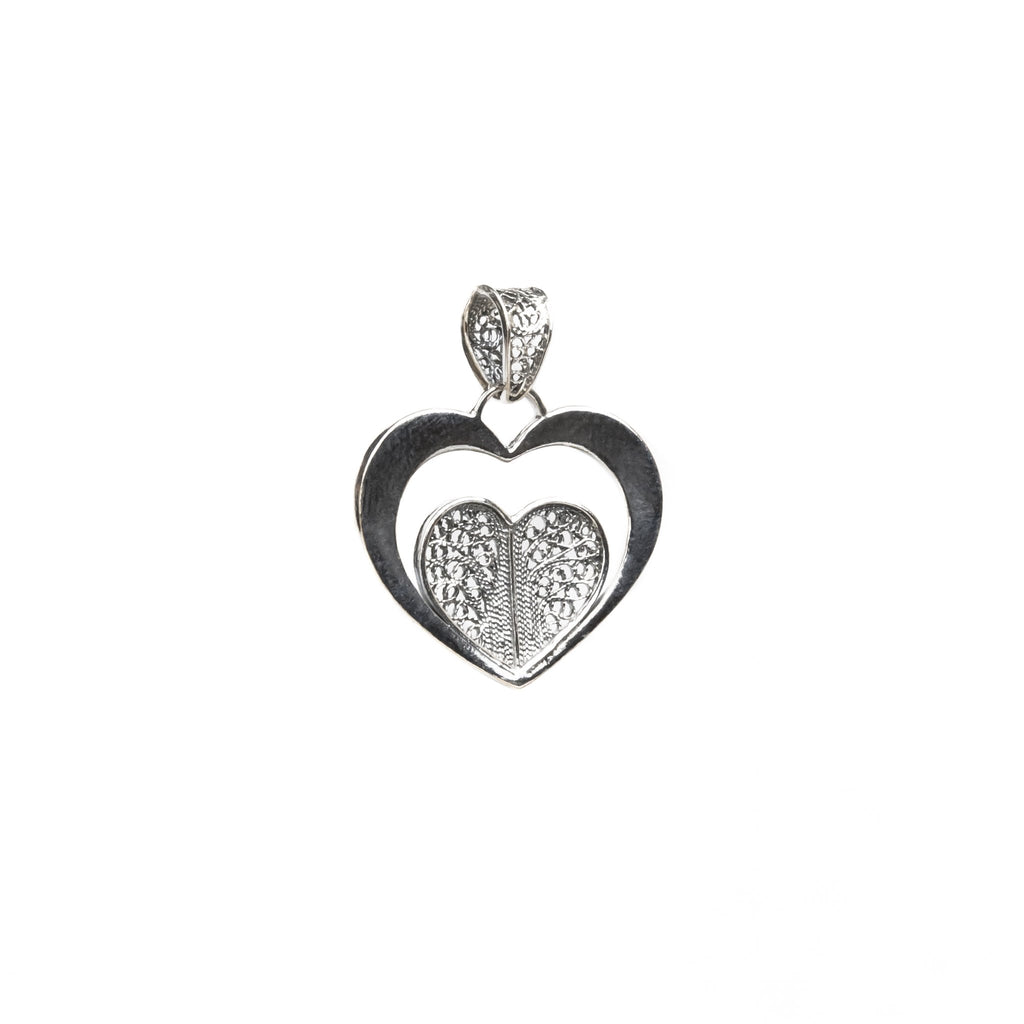 Silver filigree pendant two hearts 24mm (0.94in) -2