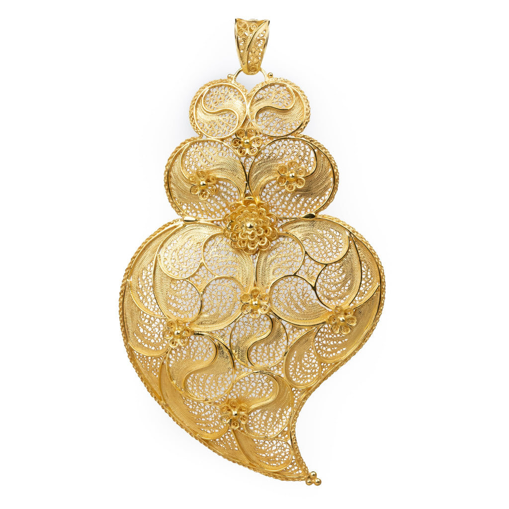 Golden silver filigree pendant heart of Viana 117mm (4.6in) -1