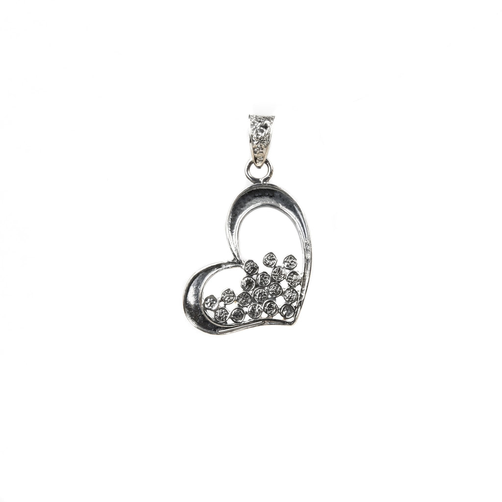 Silver filigree pendant heart with little details inside 15mm (0.6in) -1