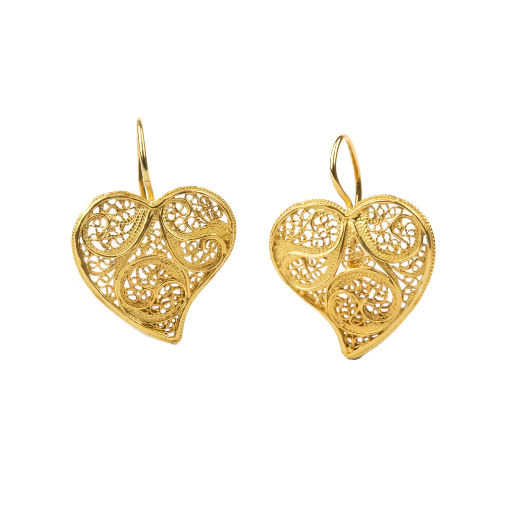 Golden silver filigree heart earring 26mm (1in) -1