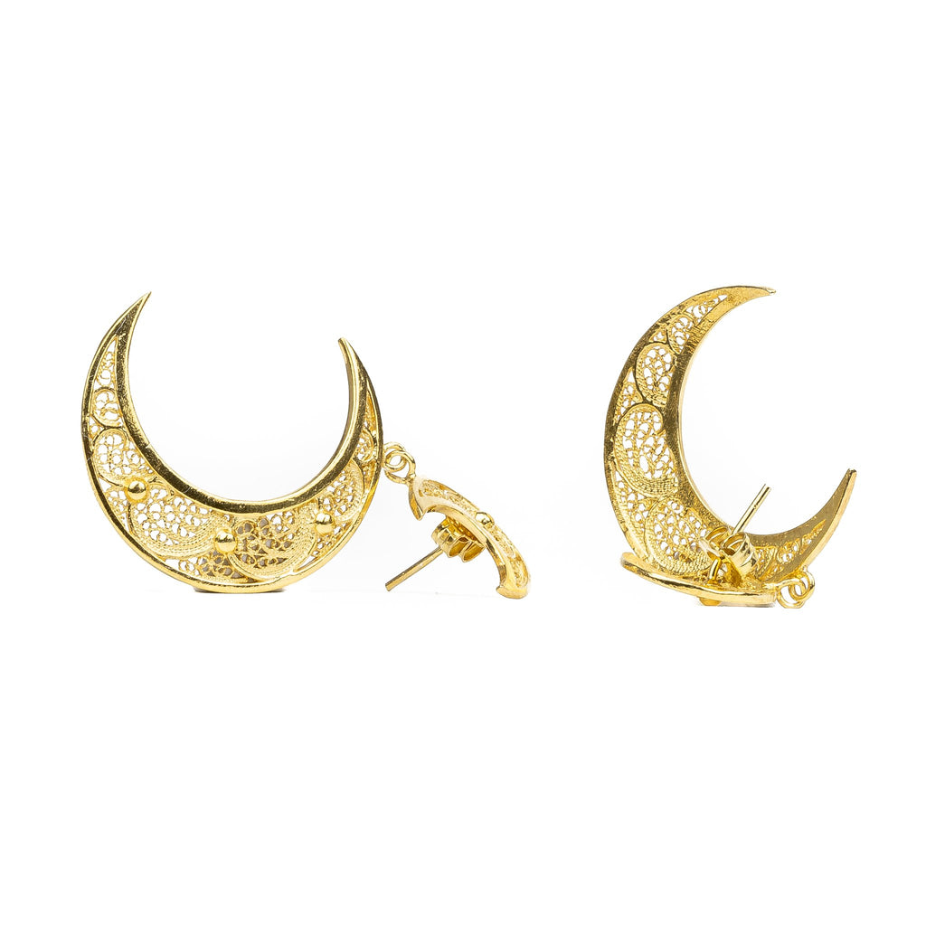 Golden silver filigree moon earring 59mm (2.3in) -2