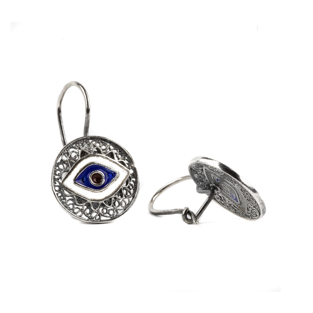 Silver filigree eye earring 26mm (1in) -2