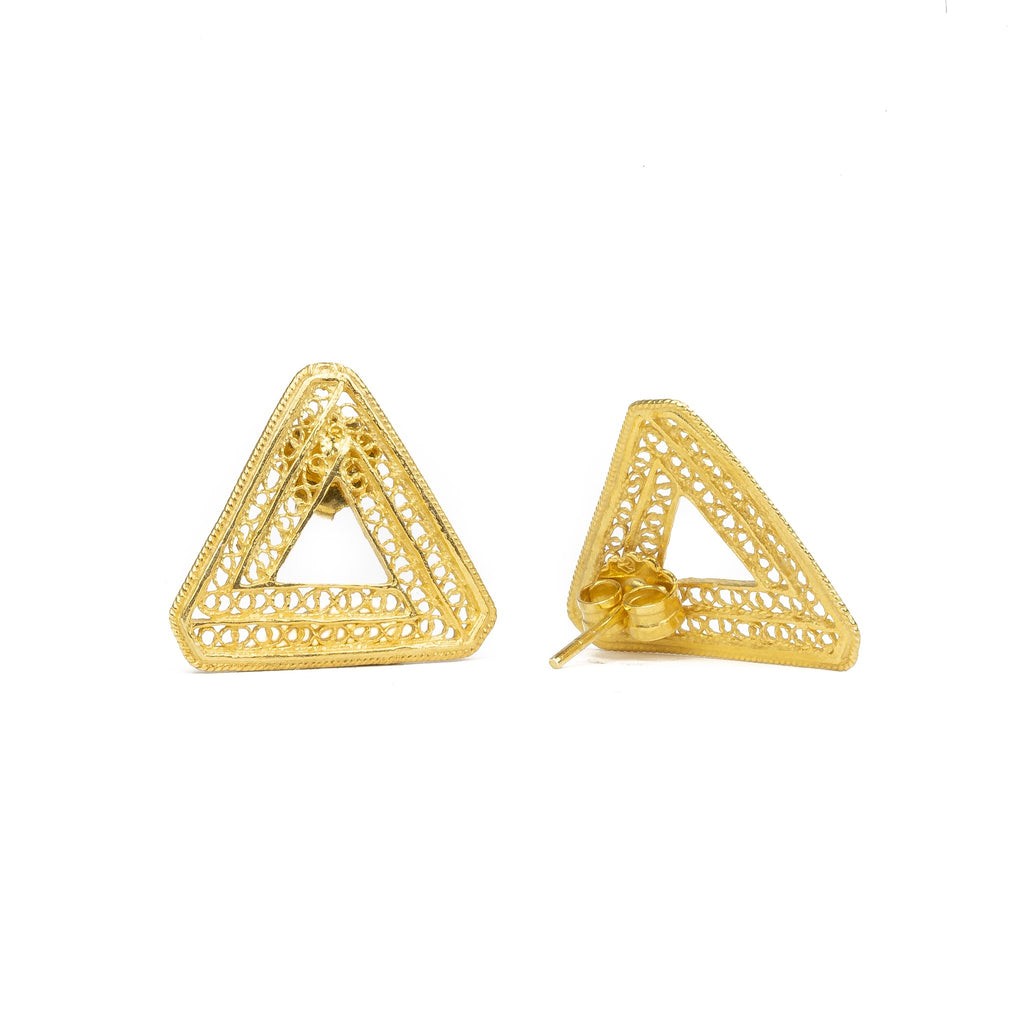Golden silver filigree triangle earring 20mm (0.71in) -2