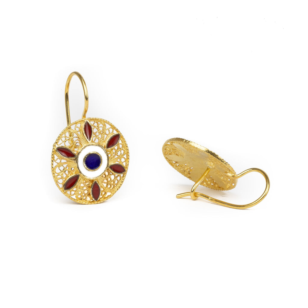 Golden silver filigree wheel earring 26mm (1in) -2