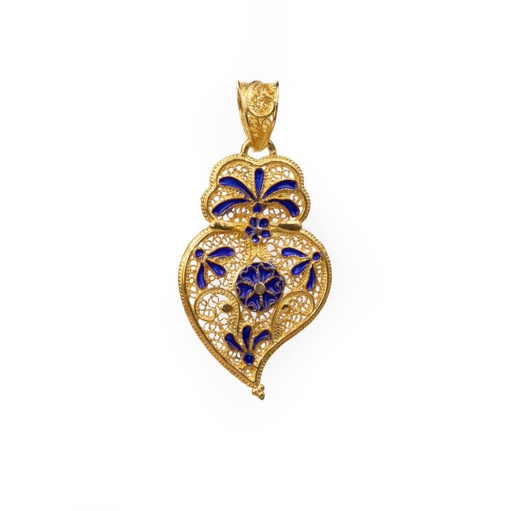 Golden silver filigree pendant blue heart of Viana 42mm (1.7in) -1
