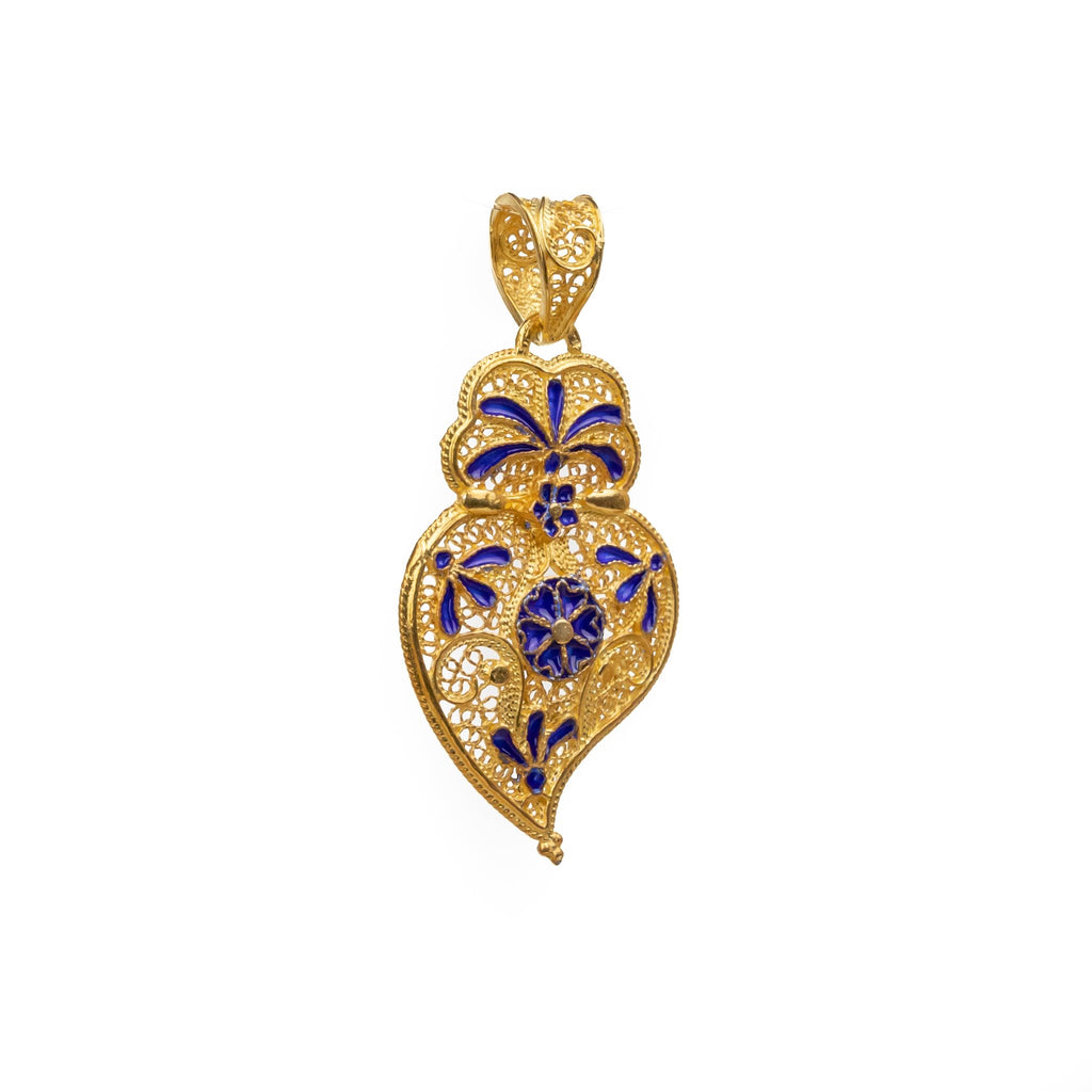 Golden silver filigree pendant blue heart of Viana 42mm (1.7in) -2