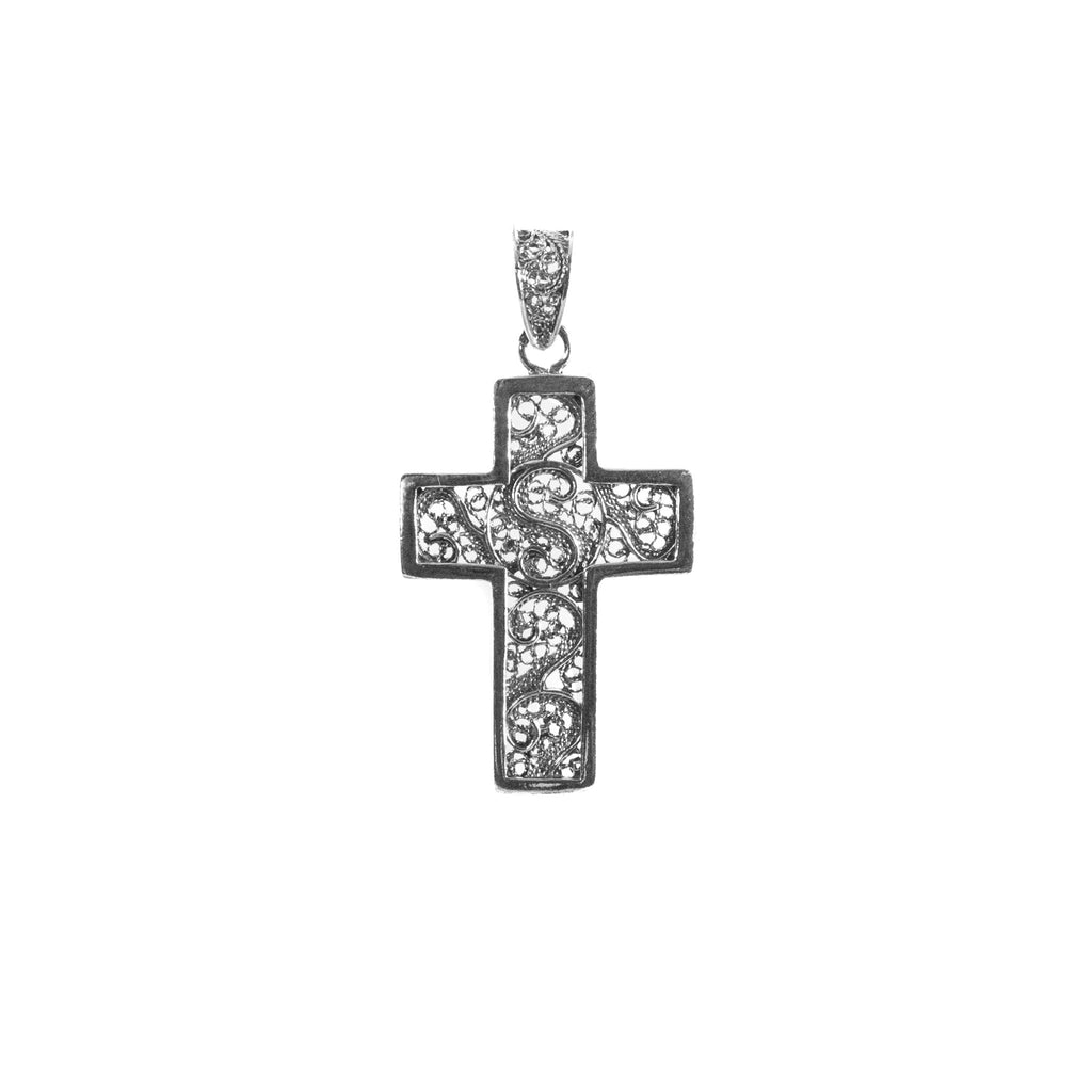 Silver filigree pendant crucifix 38mm (1.5in) -1