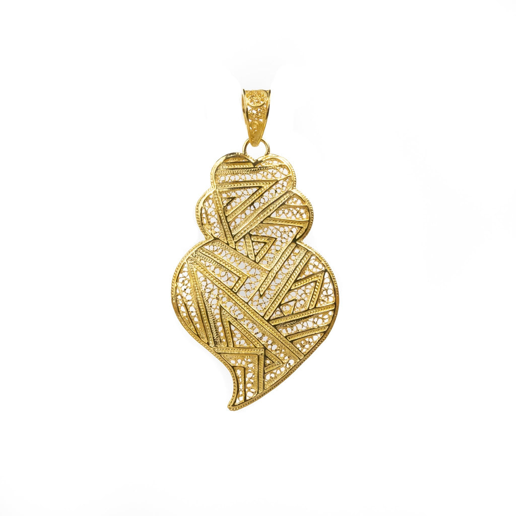 Golden silver filigree pendant heart of Viana 60mm (2.4in) -1