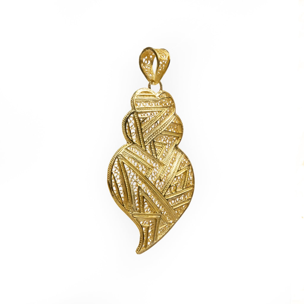 Golden silver filigree pendant heart of Viana 60mm (2.4in) -2