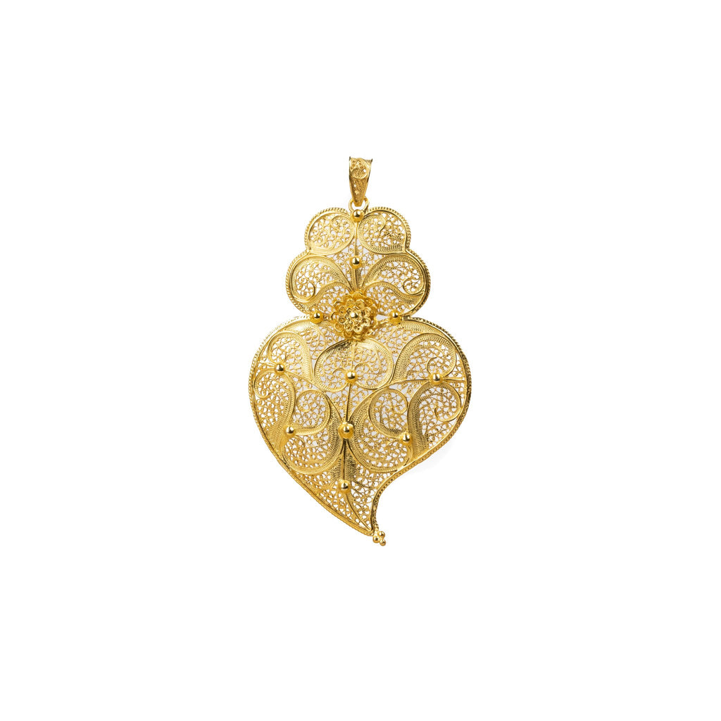 Golden silver filigree pendant heart of Viana 67mm (2.6in) -1