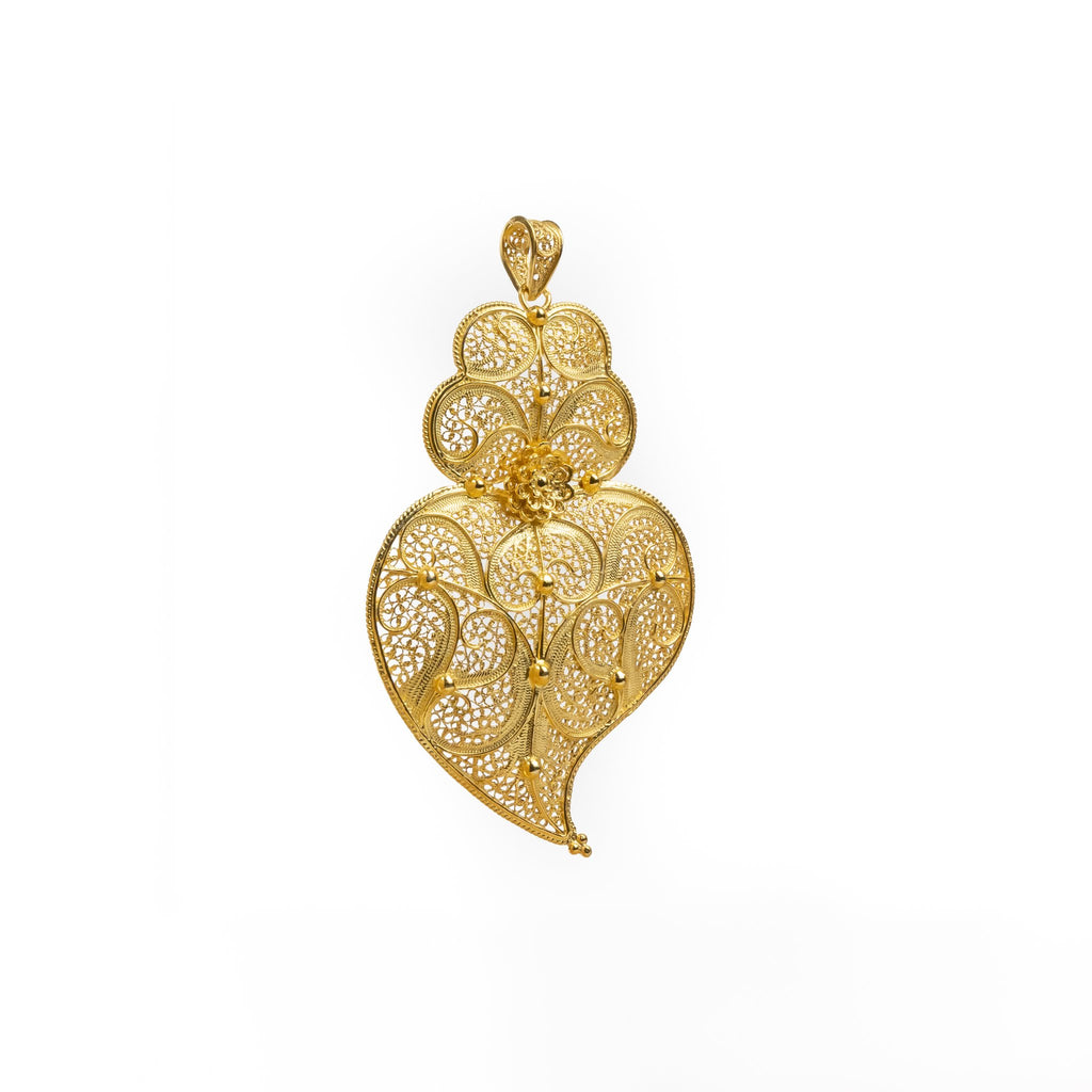 Golden silver filigree pendant heart of Viana 67mm (2.6in) -2