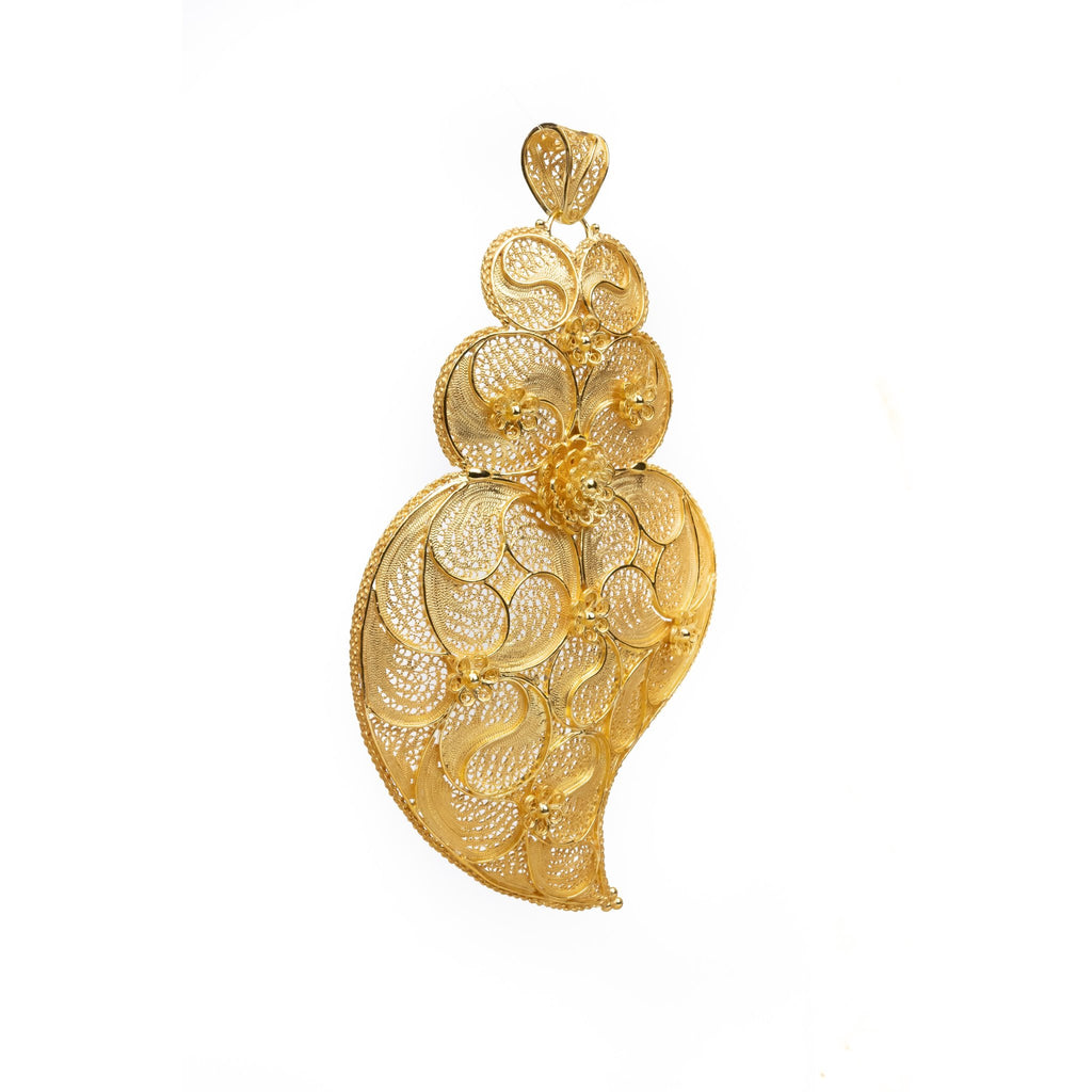 Golden silver filigree pendant heart of Viana 90mm (3.5in) -2