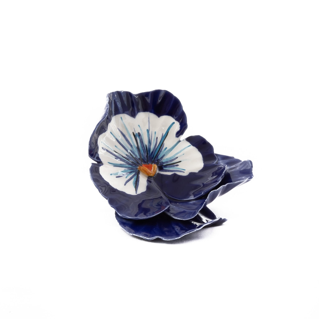 Ceramic Flower Dark Blue Pansy 7cm (2.8in)