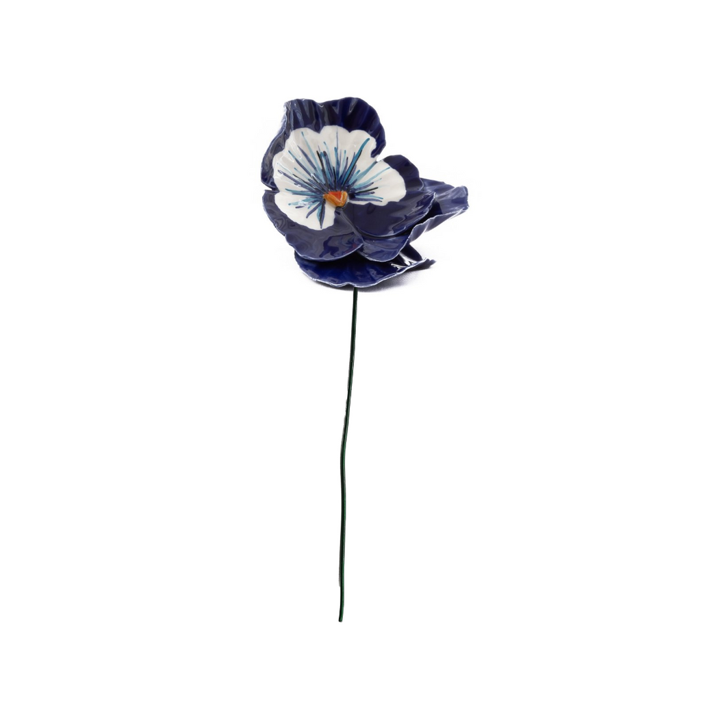 Ceramic Flower Dark Blue Pansy 7cm (2.8in) -2
