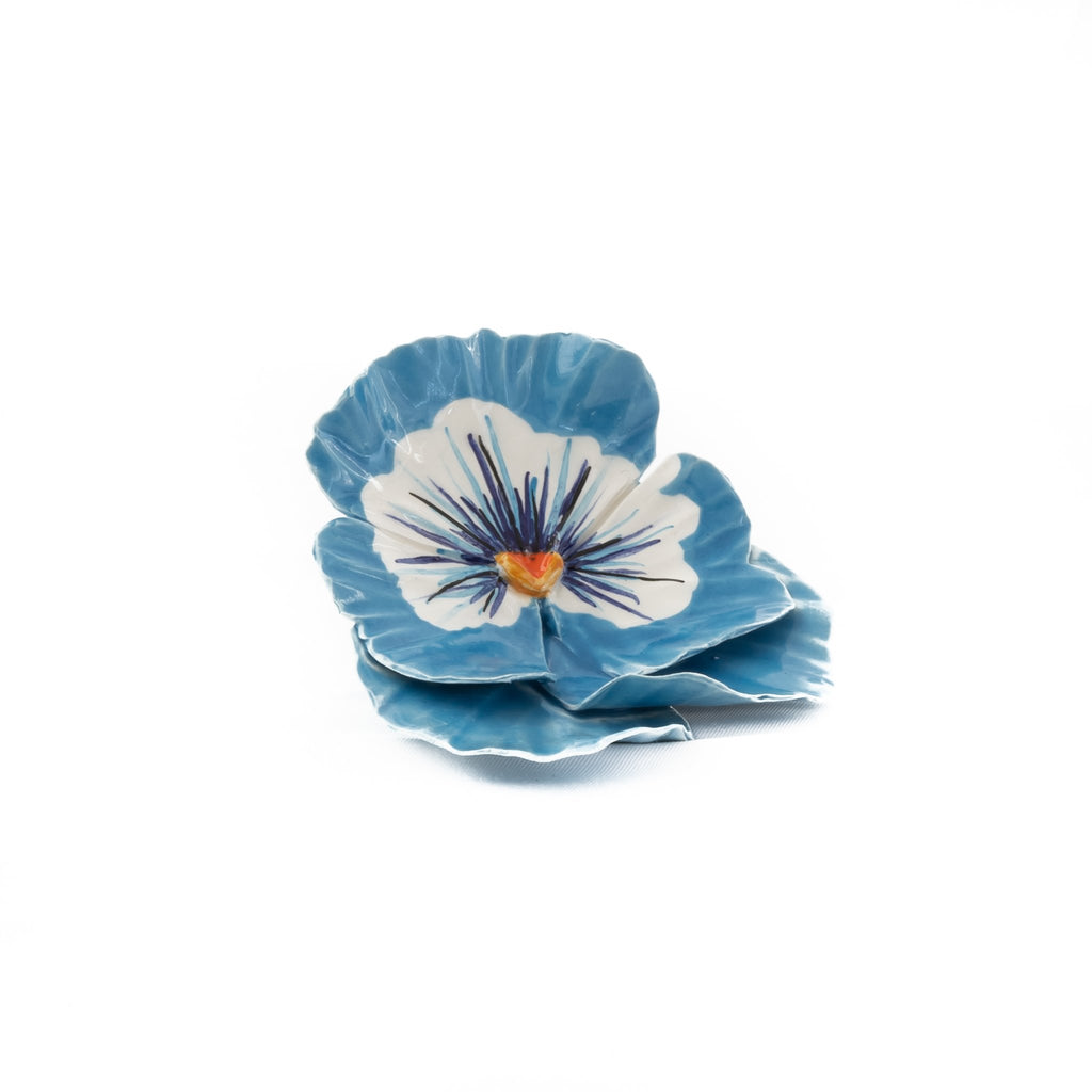 Ceramic Flower Light Blue Pansy 7cm (2.8in)
