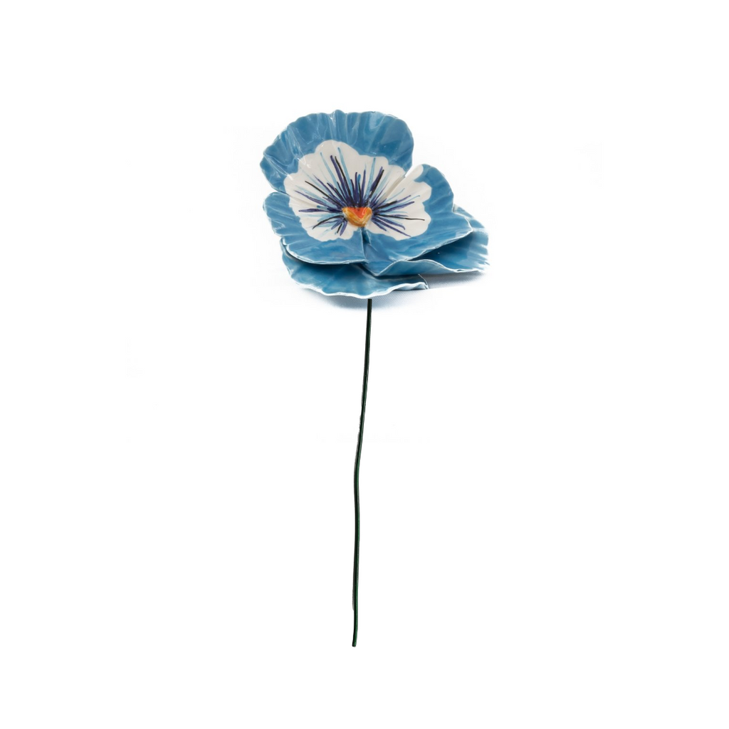 Ceramic Flower Light Blue Pansy 7cm (2.8in) -2